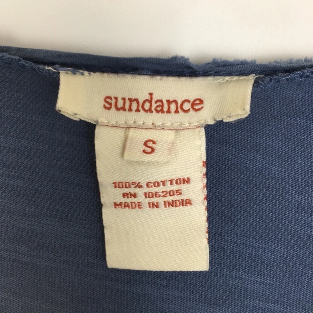 Sundance Boho Top Beaded Embroidered Blue Copper Long Sleeve Women’s Size Small